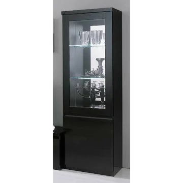 Fekete vitrines szekrény LED világítással, 1 ajtós – LM Roma Day