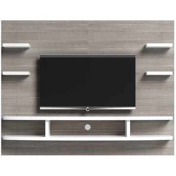Világos tölgy fali TV-panel oldalsó polcokkal – ST Wall Unit Day