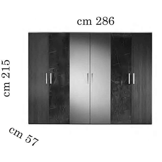 Kőris-márvány 6-ajtós gardróbszekrény - AC Essenza