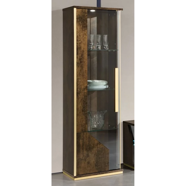 H2 Desiree Day Bronz-arany vitrines szekrény világítással, 1 ajtós – H2O Desiree Day
