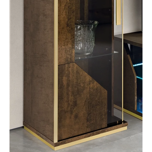 Bronz-arany vitrines szekrény világítással (1 ajtós) – H2O Desiree Day