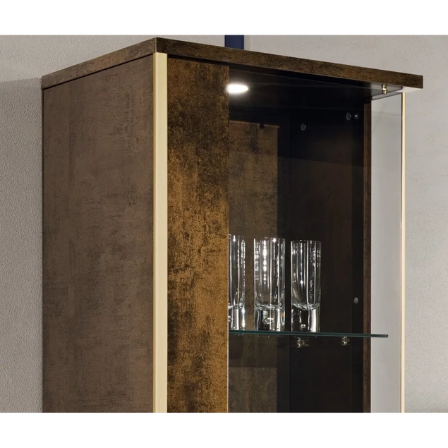 Bronz-arany vitrines szekrény világítással (1 ajtós) – H2O Desiree Day