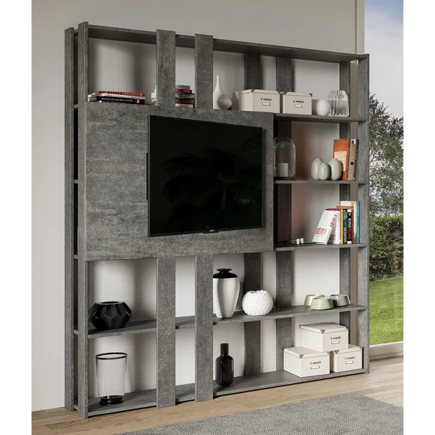 TV-tartó könyvespolc – cement színváltozat